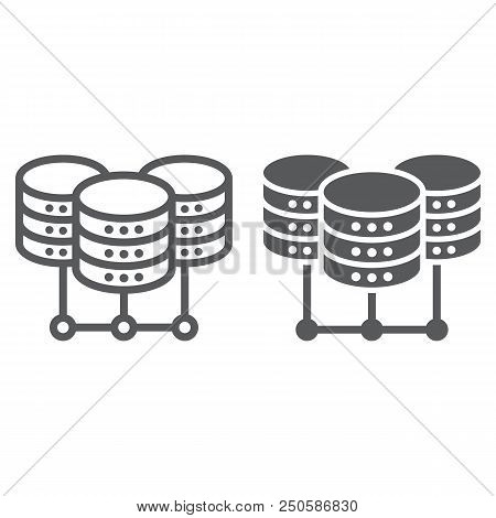 Data Center Line And Glyph Icon, Data And Analytics, Network Hosting Sign, Vector Graphics, A Linear