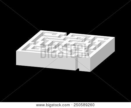 Labyrinth. Isolated On Black Background. 3d Vector Illustration. Dimetric Projection.