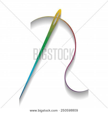 Needle With Thread. Sewing Needle, Needle For Sewing. Vector. Colorful Icon With Bright Texture Of M