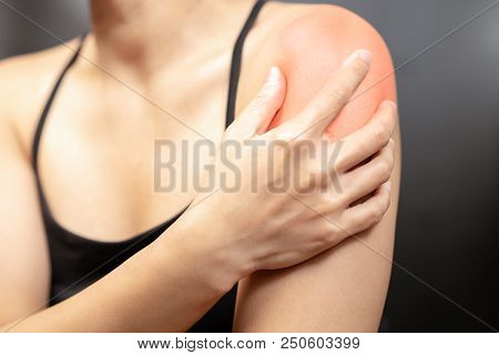 Young Women Arm And Shoulder Pain Injury, Healthcare And Medical Concept