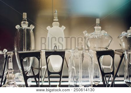 Hookah. Glass Transparent Flasks For Hookah. Modern Design Of Hookah