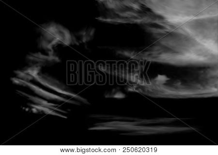 Set Of Transparent Realistic Spindrift Clouds On A Black Background Can Be Applied To Any Background