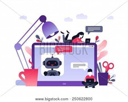 Chatbot Business Concept. Modern Banner For The Site. Chatbot, Artificial Intelligence, Customer Sup