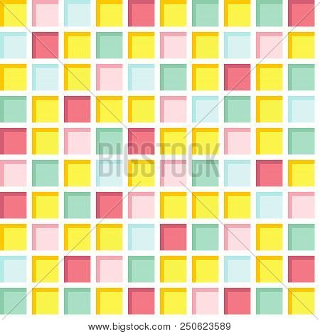 Seamless Mosaic Pattern In Pastel Colors. Abstract Square Geometric Background.