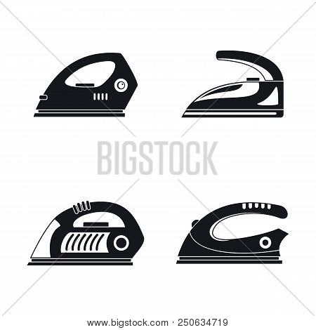 Smoothing Iron Drag Appliance Icons Set. Simple Illustration Of 4 Smoothing Iron Drag Appliance Vect