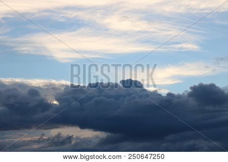 Panoramic View Of Clouds During A Sunset In The South Of France.