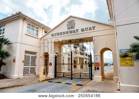 Gibraltar, Spain, April 07, 2018: Queensway Quay Marina, Gibraltar