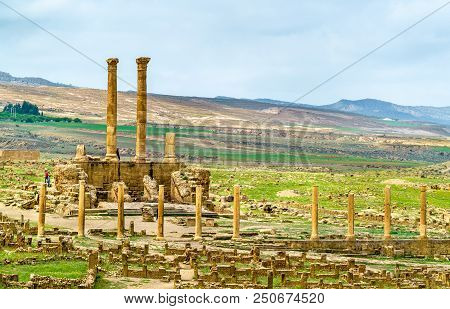 Timgad, Ruins Of A Roman-berber City, Unesco Heritage In Algeria.