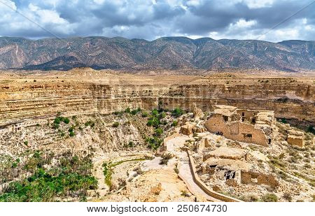 Ruins Of A Berber House At Ghoufi Canyon In Algeria, North Africa