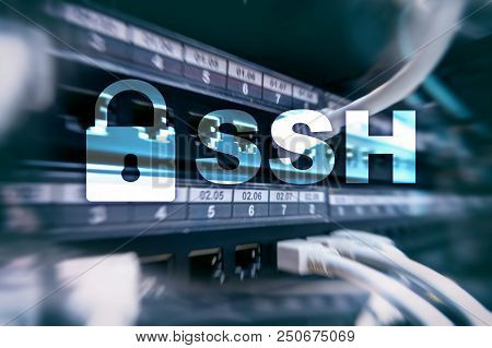 Ssh, Secure Shell Protocol And Software. Data Protection, Internet And Telecommunication Concept.