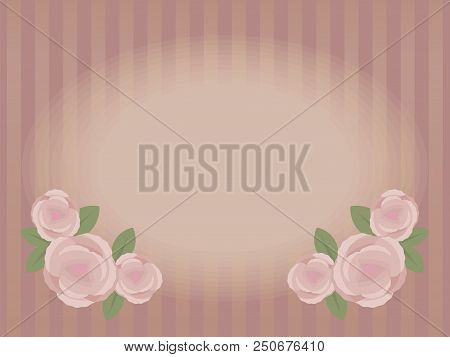 A Burgundy Striped Old Retro Vector Horizontal Card With A Blank Oval Area For Inscription And A Pat