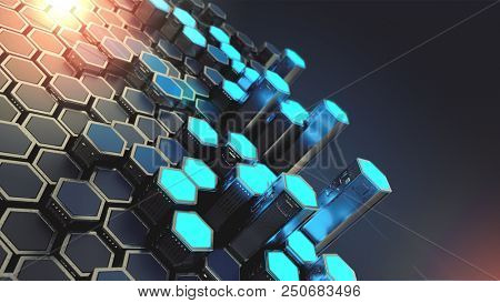 Abstract Blockchain Technology Background. 3D Render