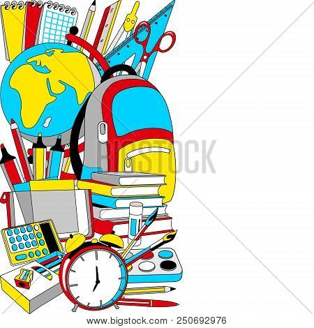 Back To School Side Border In Red, Blue And Yellow
