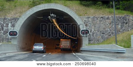 View the road tunnel . June 22. 2018. Ostfold Region, Norway