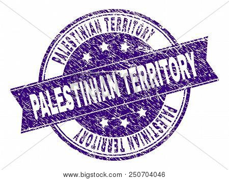 Palestinian Territory Stamp Seal Imprint With Distress Texture. Designed With Ribbon And Circles. Vi