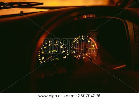 Russia, Novosibirsk - November 23, 2017: Truck Gaz 3309. Cabin Interior Truck