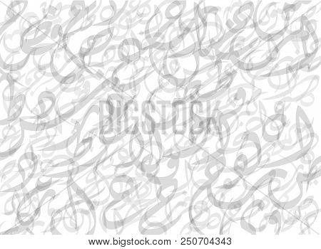Abstract Bluebackground Random Arabic Letters With No Particular Meaning, Black And White Tone. Vect