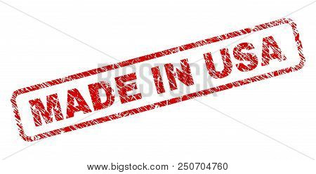 Made In Usa Stamp Seal Watermark With Grunge Style. Red Vector Rubber Print Of Made In Usa Text With