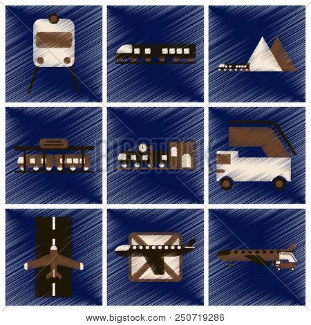 Set Of Flat Icons In Shading Style Logistics