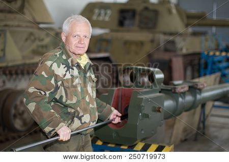Belarus, Gimel, April 27, 2018. Military Factory.repair And Maintenance Of Tanks And Military Equipm