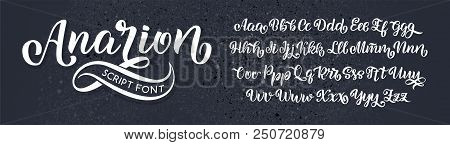 Vector Hand Drawn Typeface. Brush Painted Letters. Handwritten Script Alphabet Isolated On White Bac