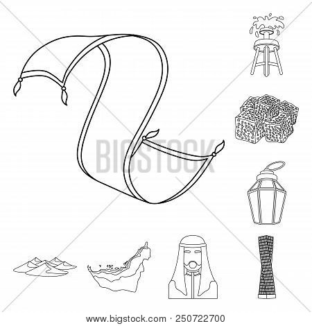 Country United Arab Emirates Outline Icons In Set Collection For Design. Tourism And Attraction Vect