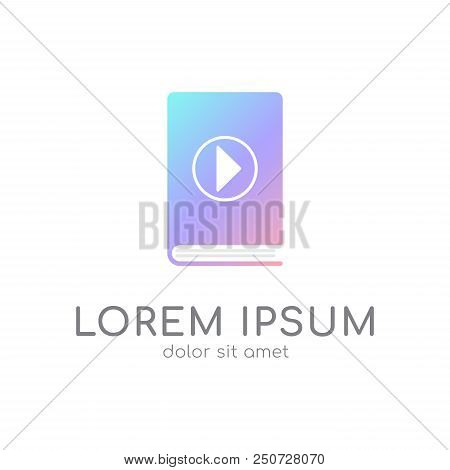 Ebook Vector Logo Design Template, Minimal Notebook With Play Botton, Education Abstract Sign, Vecto