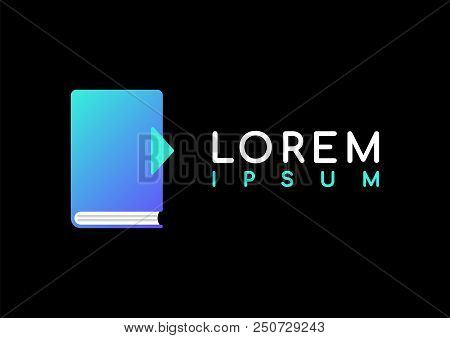 Ebook Vector Logo Design Template, Minimal Notebook With Play Botton, Education Abstract Sign, Vecto
