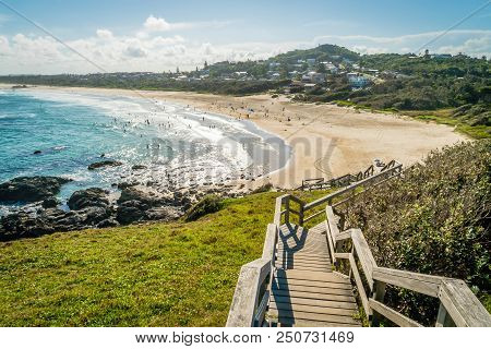 Lighthouse Beach Seen From The Lighthouse In Port Macquarie In The Summer