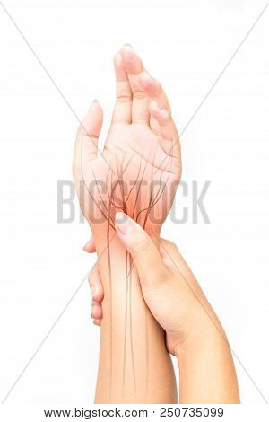 Wrist Nerve, Pain White Background Wrist Pain