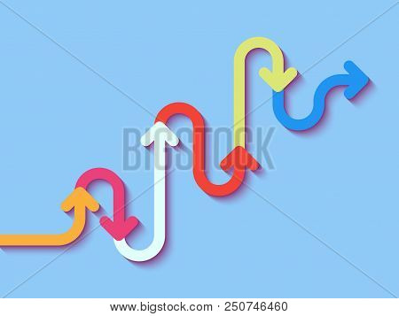 Road Way Location Infographic Template With A Phased Structure. Winding Road Timeline. Stylish Serpe