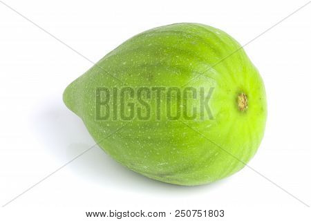 Ripe Green Fig Fruit Isolated On White Background.
