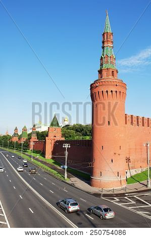 Beklemishevskaya Tower. Wiev Of The Kremlin Embankment. Moscow, Russia