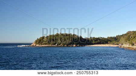 Shelly Beach And Cabbage Tree Bay Aquatic Reserve At Manly With Sand And Tasman Sea. People Relaxing