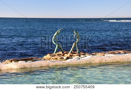 Sydney, Australia - Jul 5, 2018. The Sea Nymphs Or The Oceanides Sculpture Along The Manly To Shelly