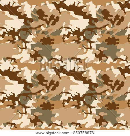 Desert Camouflage Vector Texture - Seamless Military Camo Fashion Fabric Background.