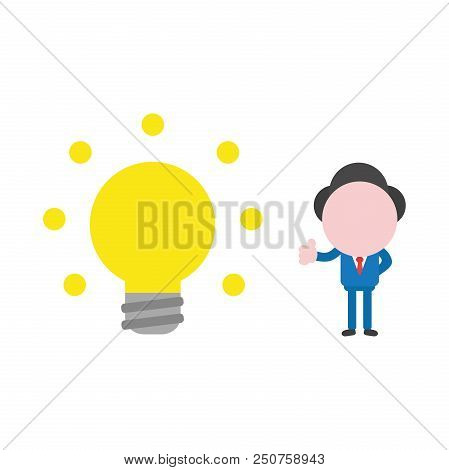 Vector Cartoon Illustration Concept Of Faceless Businessman Mascot Character Gesturing Thumbs Up Wit
