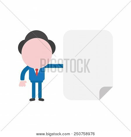 Vector Illustration Concept Of Faceless Businessman Character Holding Blank Paper