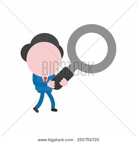 Vector Cartoon Illustration Concept Of Faceless Businessman Mascot Character Walking And Carrying Ma