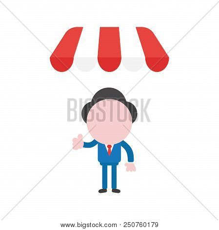 Vector Cartoon Illustration Concept Of Faceless Businessman Mascot Character Gesturing Thumbs Up Und