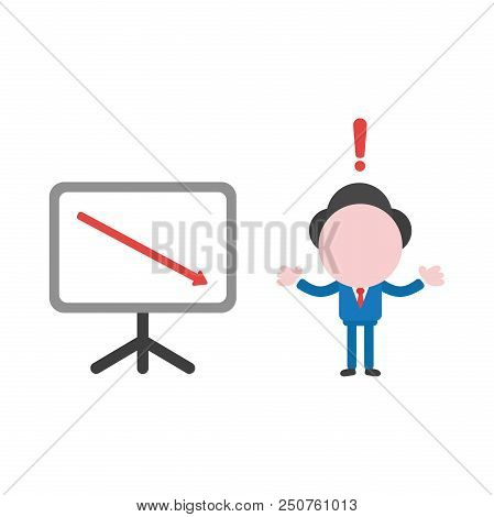 Vector Cartoon Illustration Concept Of Faceless Businessman Mascot Character With Red Exclamation Ma