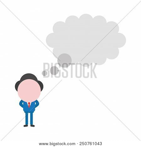 Vector Cartoon Illustration Concept Of Faceless Businessman Mascot Character Thinking With Grey Thou