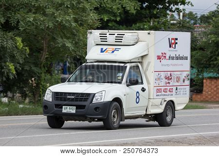 Chiangmai, Thailand - June 28 2018: Isuzu Dmax  Pickup Truck Of Vpf Company.  For Pork Tansport.  On