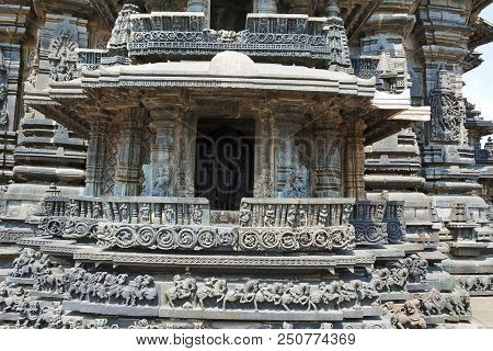 Facade And Decorative Friezes With Animal Figures, Chennakeshava Temple. Belur, Karnataka, India