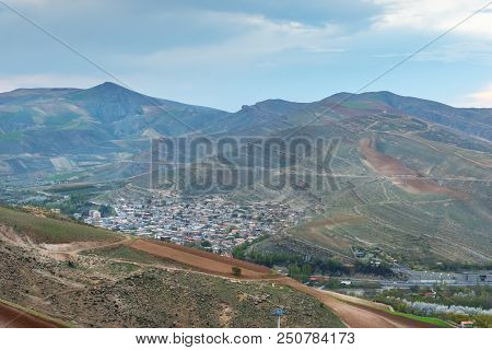 View Of Mountains Near Urmia City From Ser Mountain On Sunset. Iran
