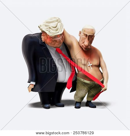 July 16, 2018: Trump And Putin Had Meeting In Helsinki. 3D Illustration