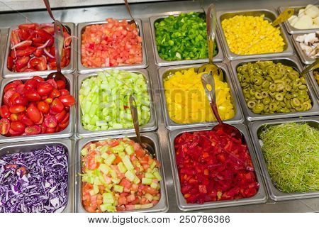 Assorted Fruits And Vegtables For Making Salads And Sandwiches
