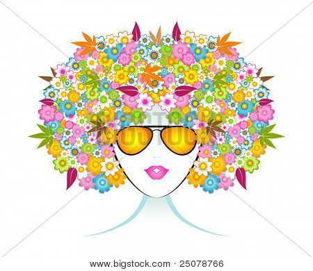 Aromaterapia fiore ragazza con gli occhiali da sole.