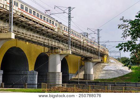 Old City Viaduct Bridge For Train Across The River