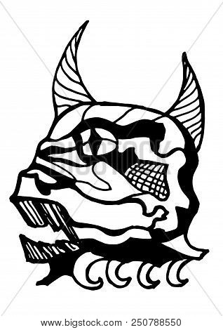 Abstract Cow Skull. Vector Illustration. Unusual Tattoo Design